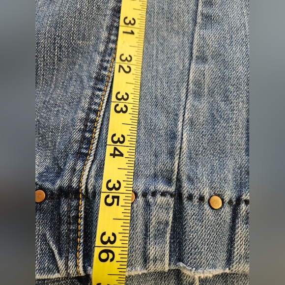 Old Navy Distressed Denim Maxi Skirt with Frayed Hem, Tears, Back Slit - Size 6 - Picture 9 of 10